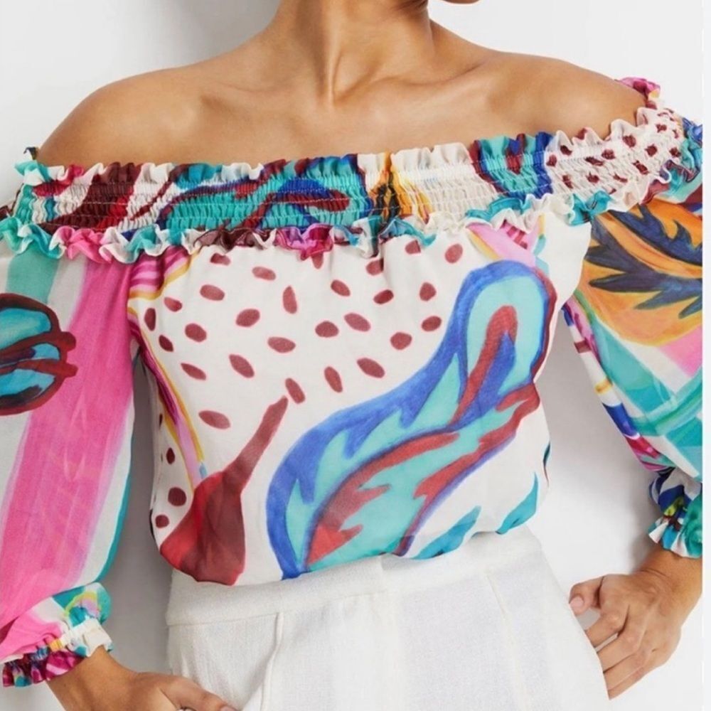 PatBo FLORA OFF-THE-SHOULDER TOP size Small-W14